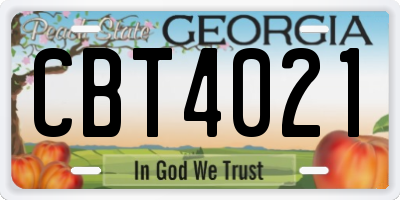 GA license plate CBT4021