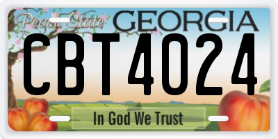 GA license plate CBT4024