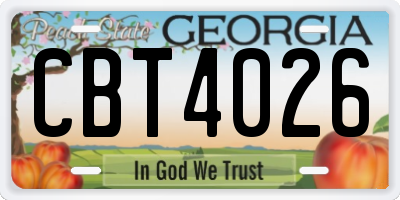 GA license plate CBT4026