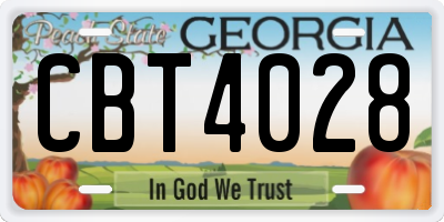 GA license plate CBT4028