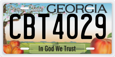 GA license plate CBT4029
