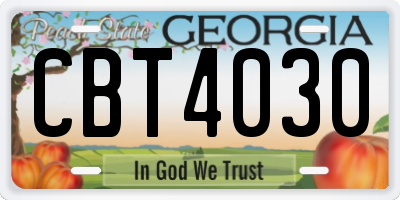 GA license plate CBT4030