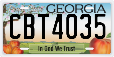 GA license plate CBT4035