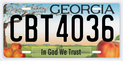 GA license plate CBT4036