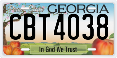 GA license plate CBT4038