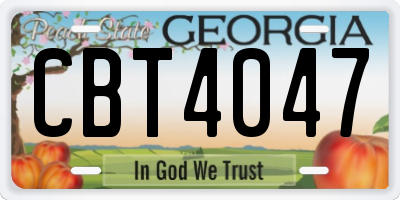 GA license plate CBT4047
