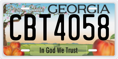 GA license plate CBT4058