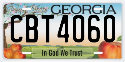 GA license plate CBT4060