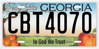 GA license plate CBT4070