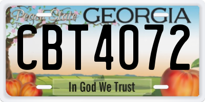 GA license plate CBT4072