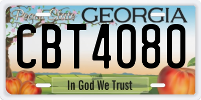 GA license plate CBT4080