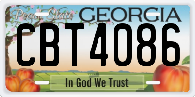 GA license plate CBT4086