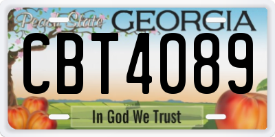 GA license plate CBT4089