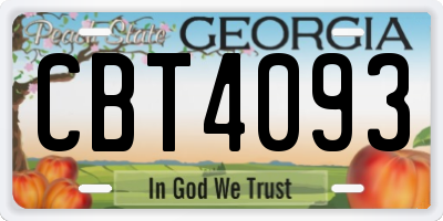 GA license plate CBT4093