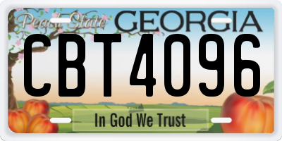 GA license plate CBT4096