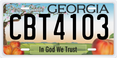 GA license plate CBT4103