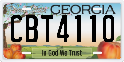 GA license plate CBT4110