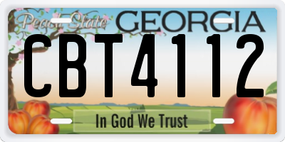 GA license plate CBT4112