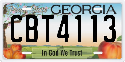 GA license plate CBT4113