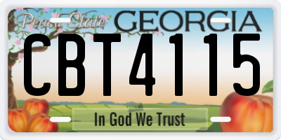 GA license plate CBT4115
