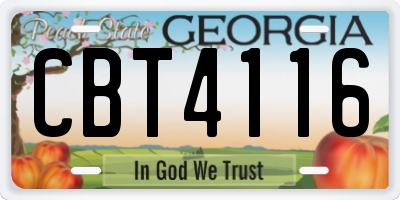 GA license plate CBT4116