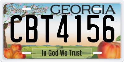 GA license plate CBT4156