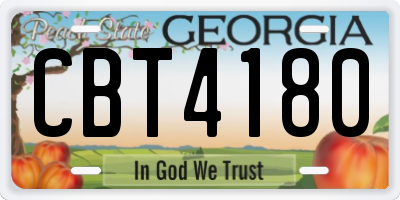 GA license plate CBT4180