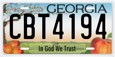 GA license plate CBT4194