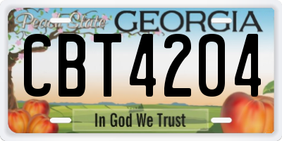 GA license plate CBT4204