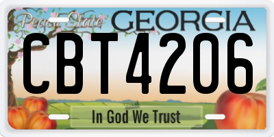 GA license plate CBT4206