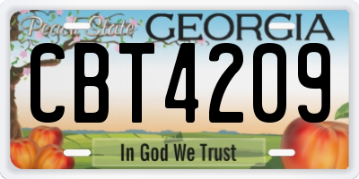 GA license plate CBT4209
