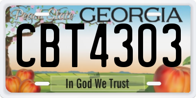 GA license plate CBT4303