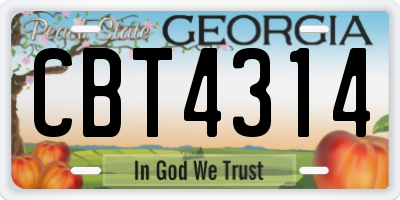 GA license plate CBT4314