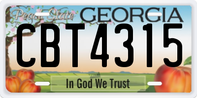 GA license plate CBT4315