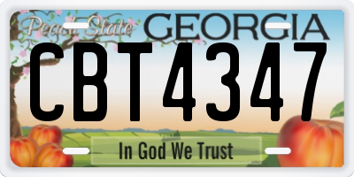 GA license plate CBT4347