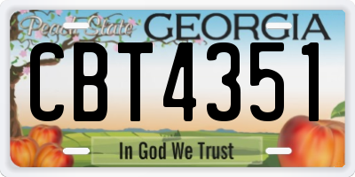 GA license plate CBT4351