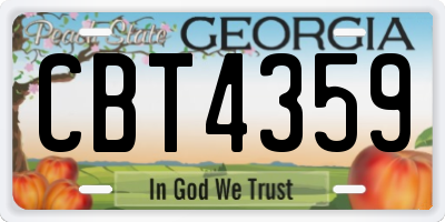 GA license plate CBT4359