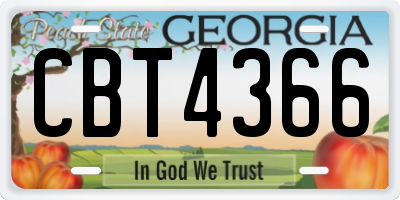 GA license plate CBT4366