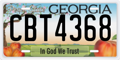 GA license plate CBT4368
