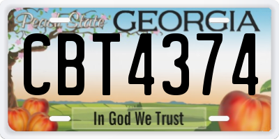 GA license plate CBT4374