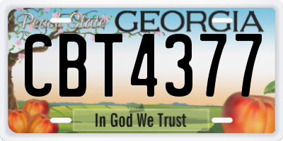 GA license plate CBT4377