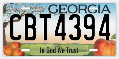 GA license plate CBT4394