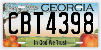 GA license plate CBT4398