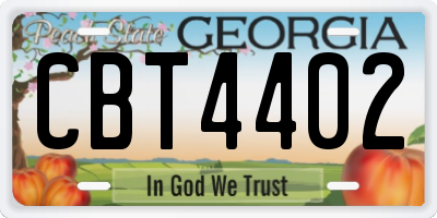 GA license plate CBT4402