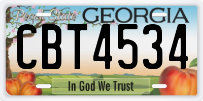 GA license plate CBT4534