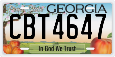 GA license plate CBT4647