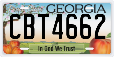 GA license plate CBT4662