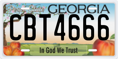 GA license plate CBT4666
