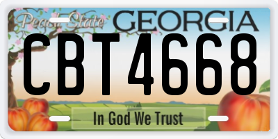 GA license plate CBT4668