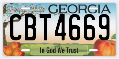GA license plate CBT4669